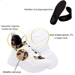 Tênis Branco Detalhes Em Onça Caixa Alta Chunky - Animal Print