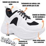 Tênis Urbano Caixa Alta Chunky Cadarço Adicional Preto - Branco