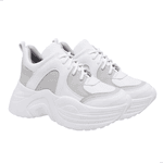 Tênis Urbano Caixa Alta Chunky Cadarço Adicional Branco - Cinza