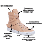 Tênis Cano Alto Fitness Nude Com Velcro Tenehi