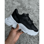 Tênis Feminino Casual Recortes Preto 