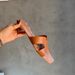 Sandália H Feminina Rasteira Simples Moderna Marrom Caramelo 