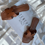 Sandália H Feminina Rasteira Simples Moderna Marrom Caramelo 