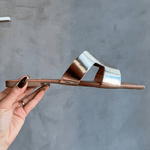 Sandália H Feminina Rasteira Simples Moderna Dourada 