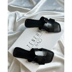 Sandália H Feminina Rasteira Simples Moderna Preto