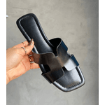 Sandália H Feminina Rasteira Simples Moderna Preto