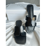 Sandália H Feminina Rasteira Simples Moderna Preto