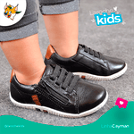 Sapatenis Cayn Babie em Couro - Preto
