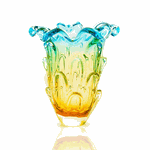 Vaso Murano G com Escamas Azul Âmbar