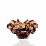 Centro de Mesa Cristal Murano Aspente Marrom Dourado 22cm