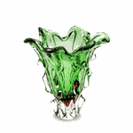 Vaso de Cristal Murano Atemporal Verde Âmbar 32 cm