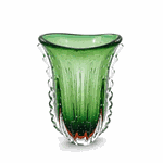 Vaso de Cristal Murano Cloud Verde Com Âmbar 40 cm 