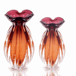 Par de Vasos Murano Trouxinha Âmbar
