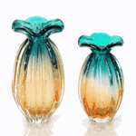 Par de Vasos Murano Trouxinha Âmbar