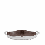 Bandeja St.James Prata Coração Com Cordão Palha e fundo de Madeira 55cm