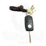 Chaveiro Trançado De Cordinha - Trança Chata - Marrom
