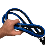 Rédea De Corda Trançada - Preta e Azul