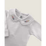 Body Paris com Bordados Rosa, Azul Bebê e Amarelo