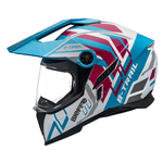 Capacete Bieffe B-trail Defender C/ Óculos On Road Off Road Rosa Azul