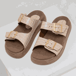 Papete Croco em couro Fivelas Off White