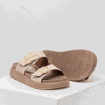 Papete Croco em couro Fivelas Off White