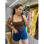 Body Poliamida Cavado Marrom