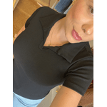 Blusa Gola Polo Canelada Preta 