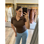 Blusa Gola Polo Canelada Marrom