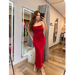 Vestido Midi Cetim Elis Vermelho