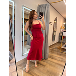 Vestido Midi Cetim Elis Vermelho