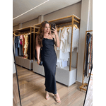 Vestido Midi Cetim Elis Preto