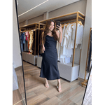 Vestido Midi Cetim Elis Preto