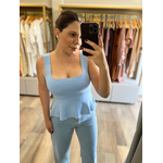 Blusa Peplum Tricot Azul 