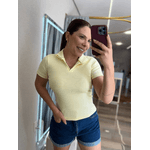 Blusa Gola Polo Canelada Amarelo Manteiga 