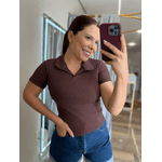 Blusa Gola Polo Canelada Café