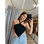 Blusa Frente Unica Amarração Preto