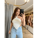  Blusa Frente Unica Amarração Off White 