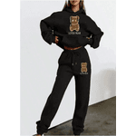 Kit Moletom Gola Redonda e Calça Urso Marrom Tendencia Inverno PRETO - GG - QUEIMA DE ESTOQUE