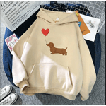 Blusa Moletom Canguru Agasalho Dachshunds Cachorro Salsicha UNISSEX - Bege G - QUEIMA DE ESTOQUE
