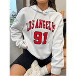 Moletom Feminino Inverno Los Angeles 91 Casual - BRANCO M - QUEIMA DE ESTOQUE