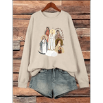 Moletom Gola Careca Estampado Santas Religioso - Bege - QUEIMDA DE ESTOQUE 