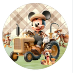 Painel Redondo Sublimado 50 X 50 C/ elástico Mickey Fazenda - QUEIMA DE ESTOQUE