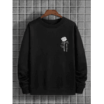 Moletom Gola Redonda Careca 100% Algodão Flor Rosa Japonesa Unissex Estilo Coreano - PRETO GG - QUEIMA DE ESTOQUE