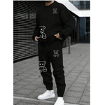 Conjunto Moletom + Calça Gola Redonda Ursinhos Masculino - PRETO P - QUEIMA DE ESTOQUE