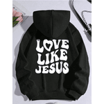 Moletom Feminino LOVE LIKE JESUS Costas Tendência Inverno - PRETO P - QUEIMA DE ESTOQUE