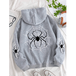 Blusa Moletom Com Capuz Estampado Aranha Teia Unissex Hoodie - CINZA GG - QUEIMA DE ESTOQUE