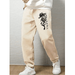 Calça De Moletom Estampada Japonesa Dragão Inverno Streetwear Premium - BEGE - QUEIMA DE ESTOQUE