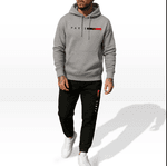 Conjunto Moletom Paris Blusa Frio Masculina Feminina e Calça Abrigo Flanelado - Cinza/Preto G - QUEIMA DE ESTOQUE