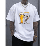 Camiseta 100% Algodão Básica Estampa Caveira Ceva Divertida Sextou - BRANCO - QUEIMA DE ESTOQUE