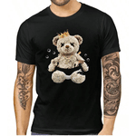 Camiseta Urso Bala Masculina Tendência Moda - PRETO - QUEIMA DE ESTOQUE